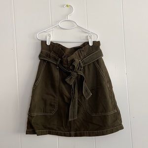 Army Green Free People Skirt with Tie